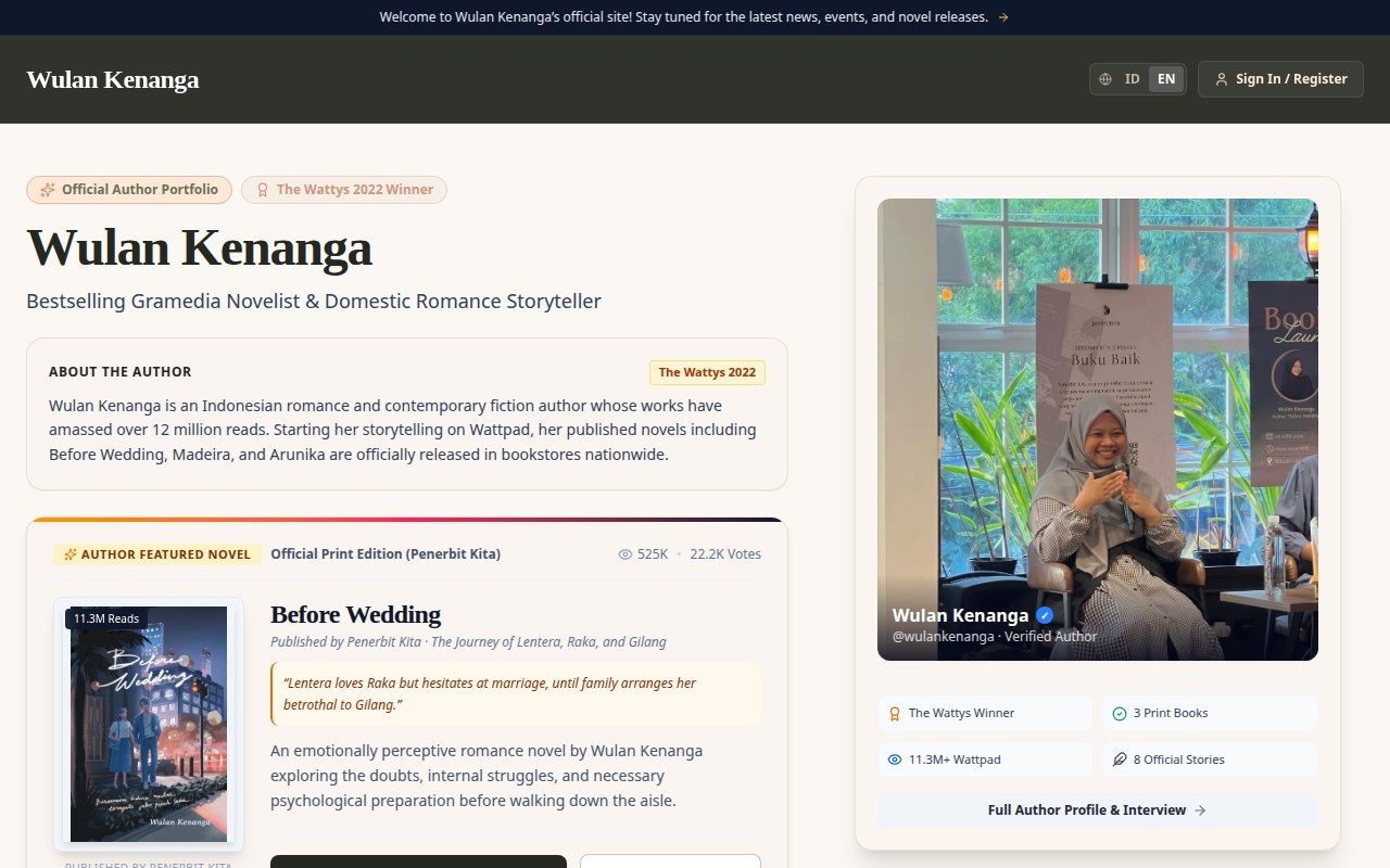 Wulan Kenanga Author Website
